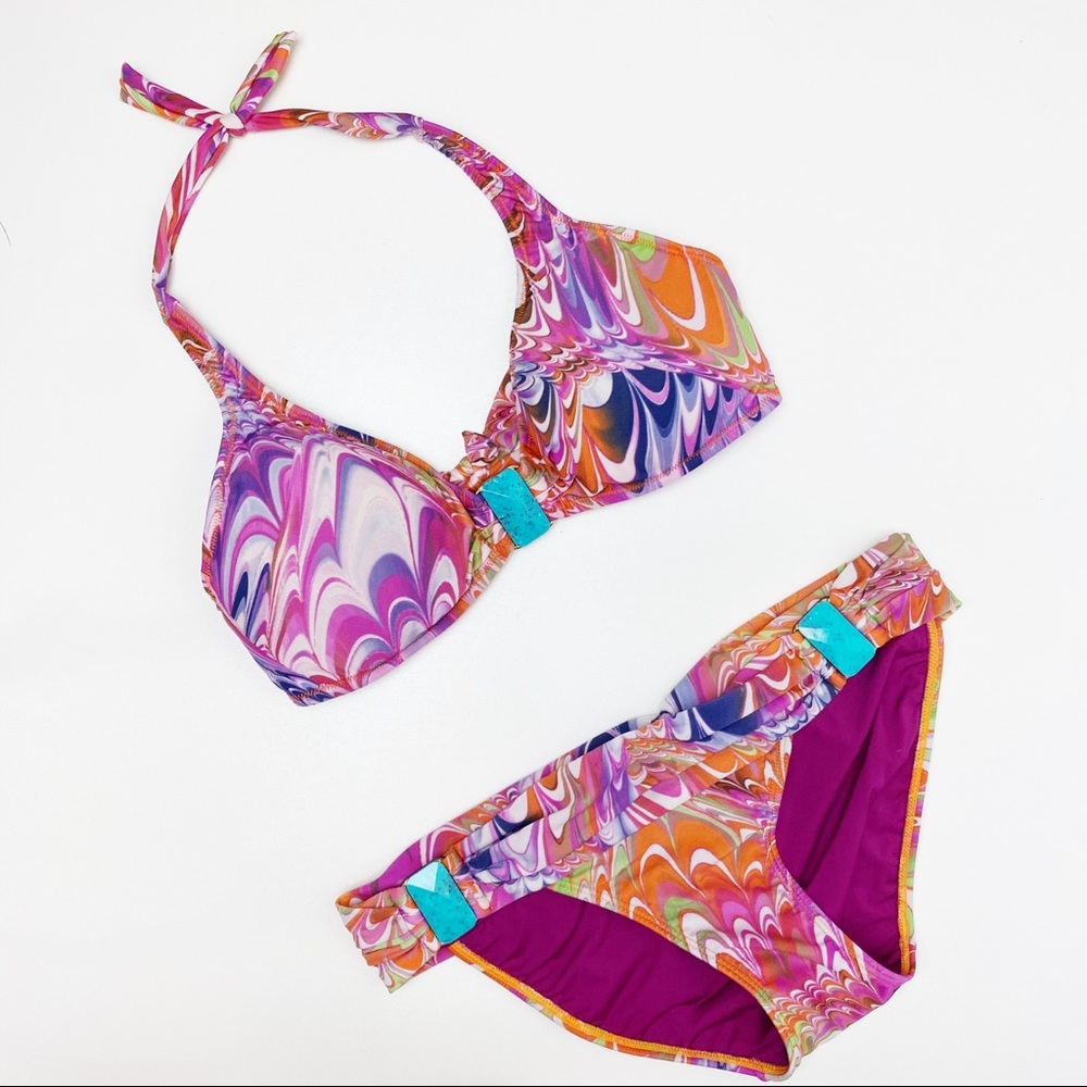 PILYQ Bikini Set Multicolor Faux Turquoise Stone M